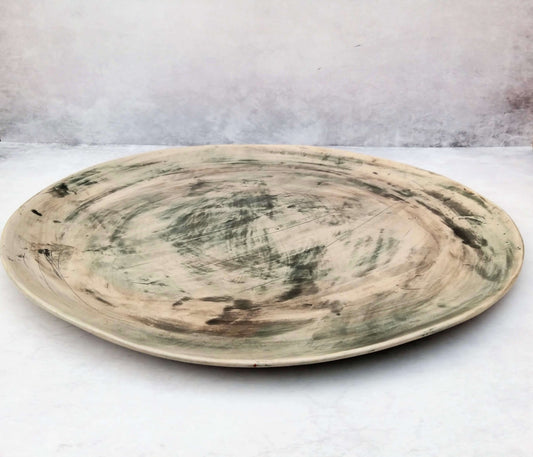 Handmade ceramic charger plate in light gray