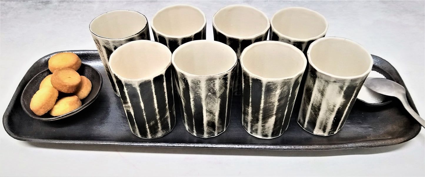Pottery Cup & Tray Set