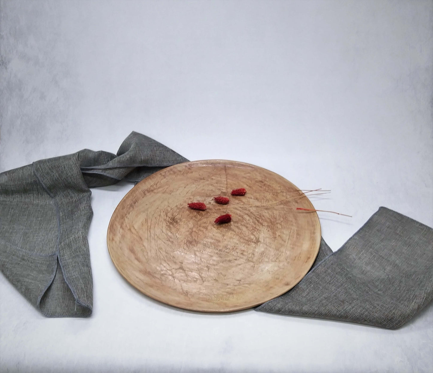 Ceramic handmade tray for serving