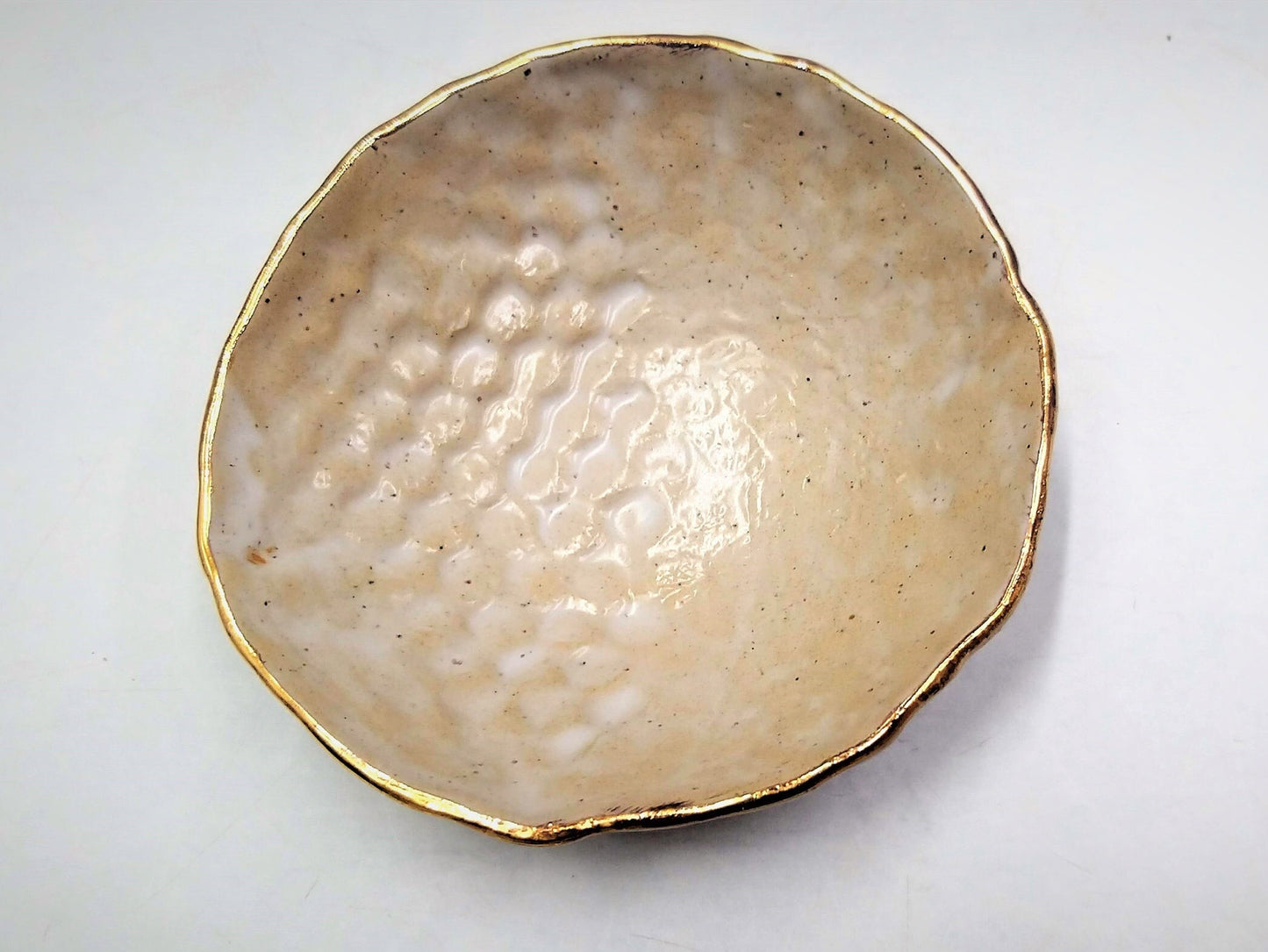 Beige Serving Bowls with 24k Gold Finish