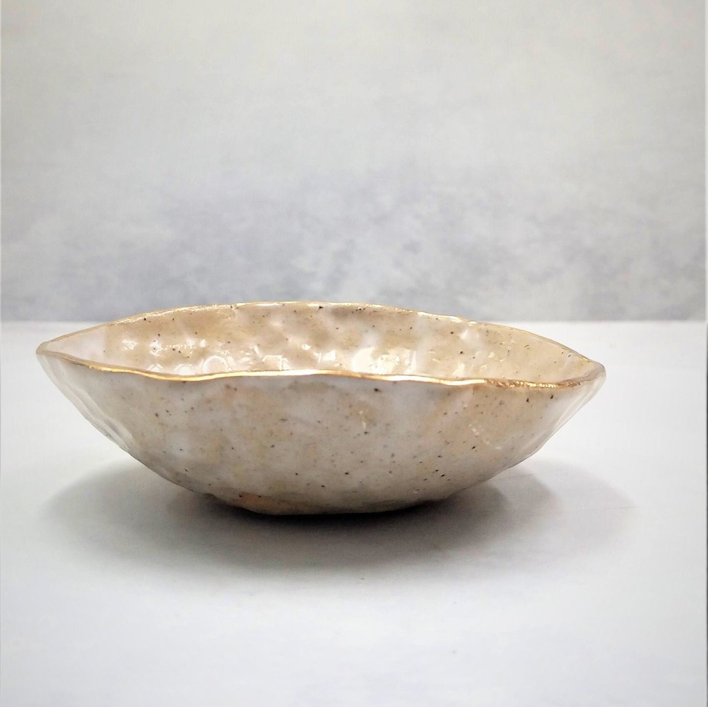 Stoneware Bowl with 24k Gold Finish