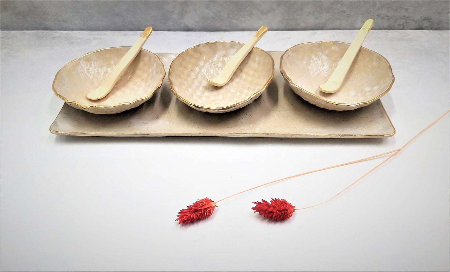 Beige Ceramic Serving Tray