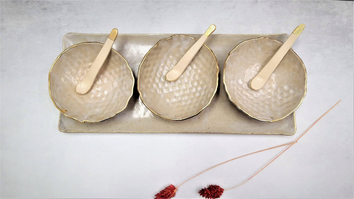 Long Rectangle Serving Tray with Tapas bowls