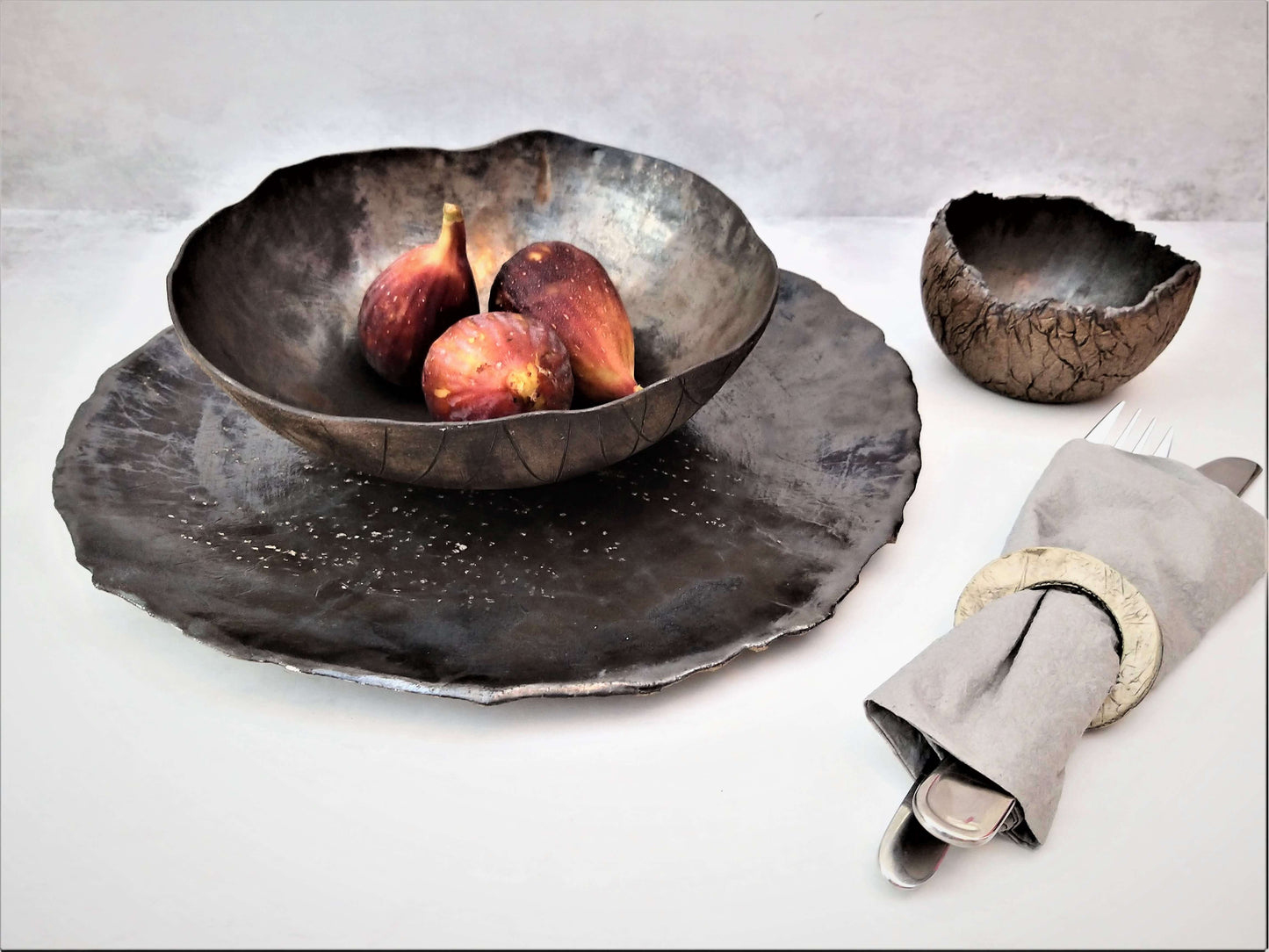 Ceramic handmade black plates