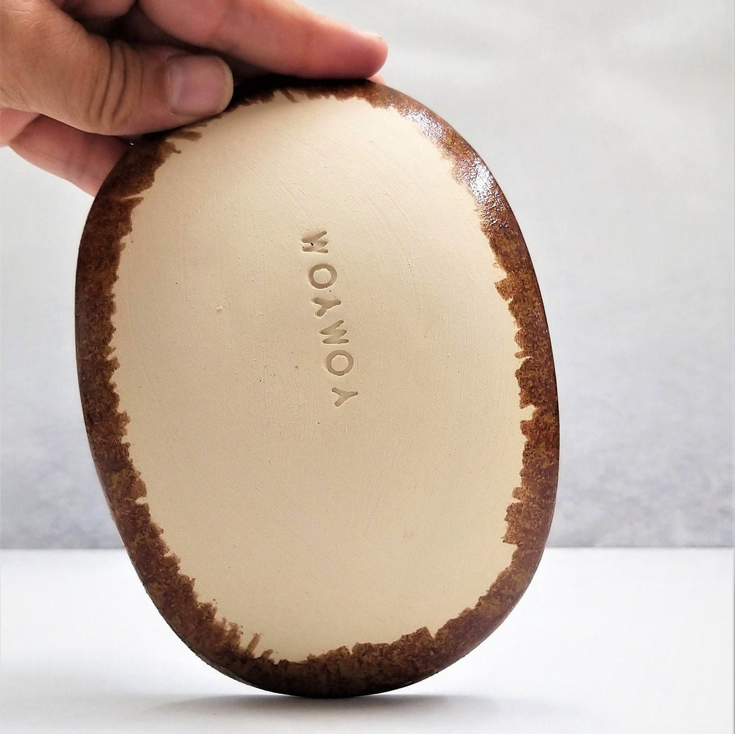 Ceramic Oval Plate With Gold Rim