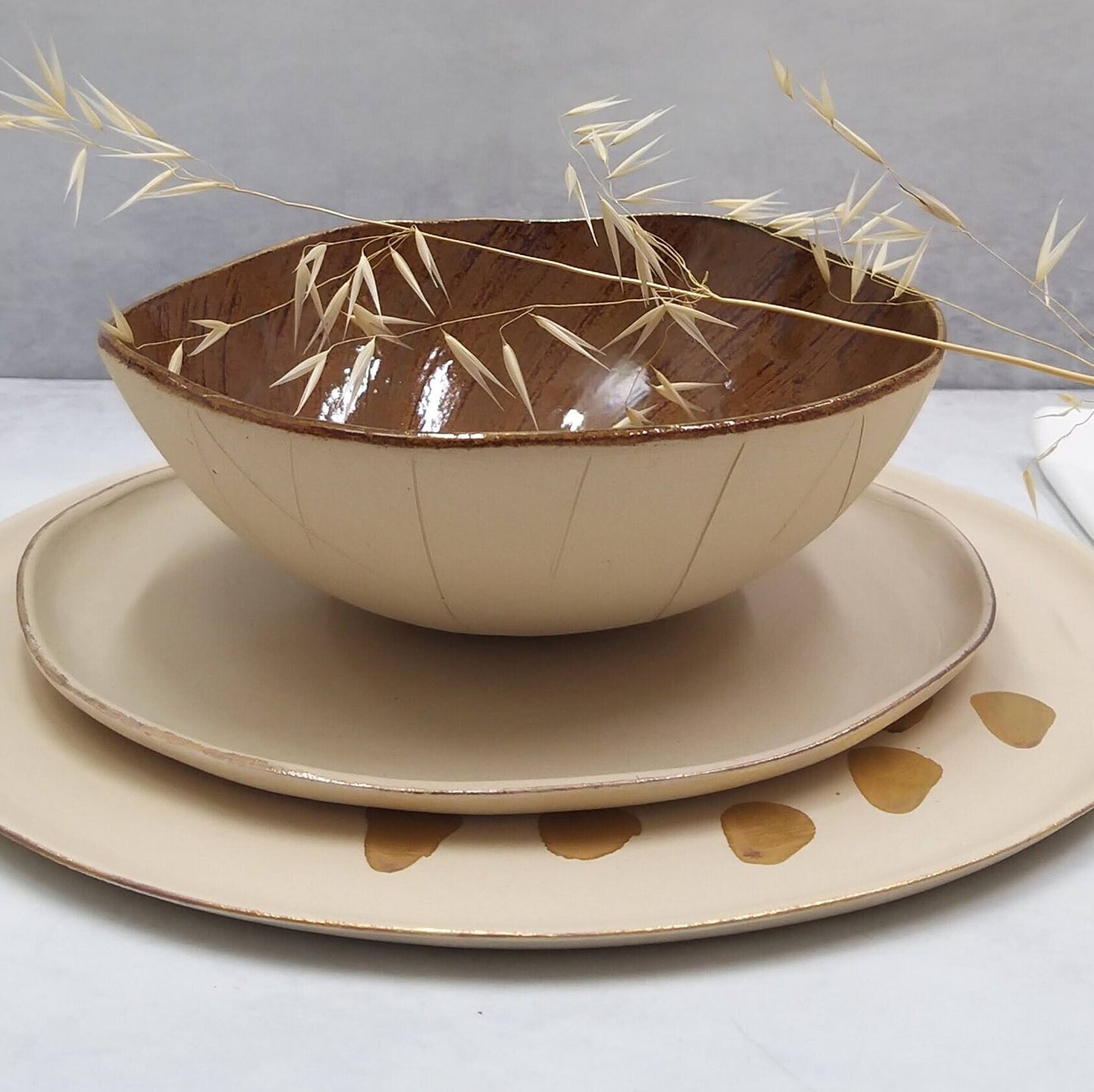 Modern Brown and Cream Dinnerware