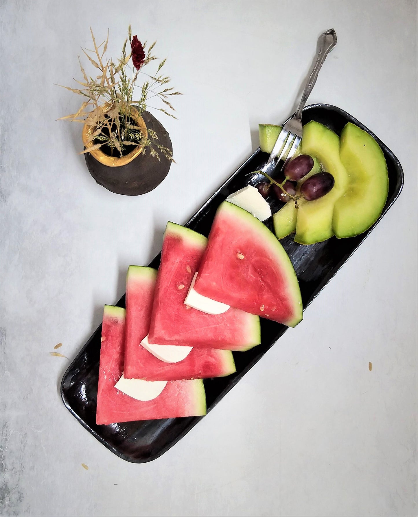 Black ceramic platter