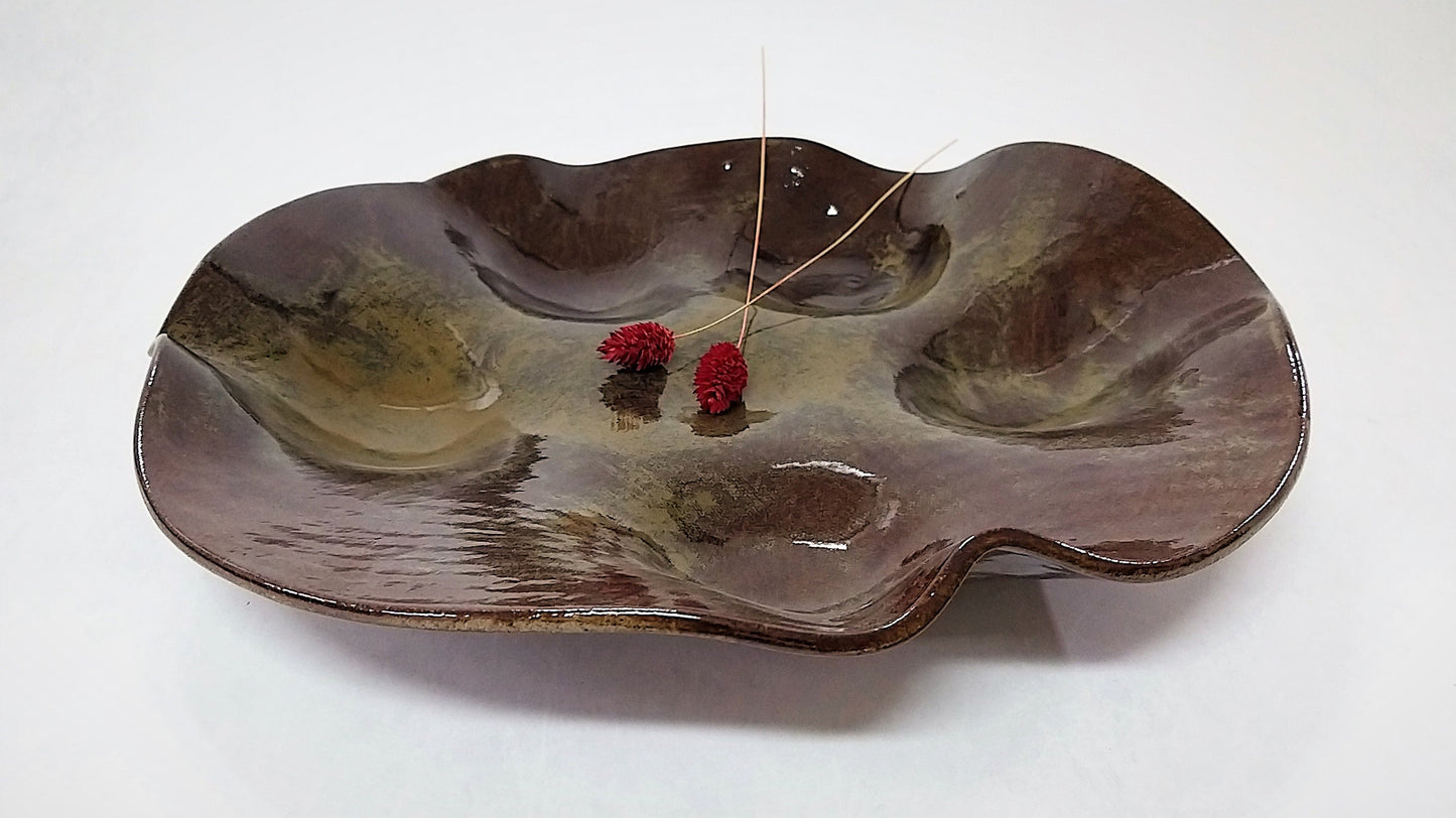 Brown Green Modern Ceramic Seder Plate