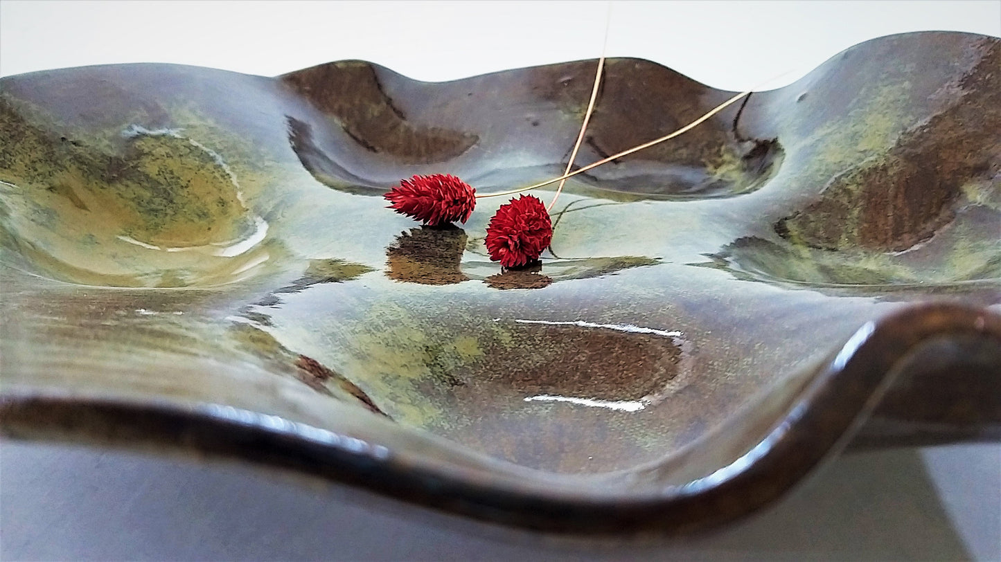 Brown Greem Ceramic plate Decor