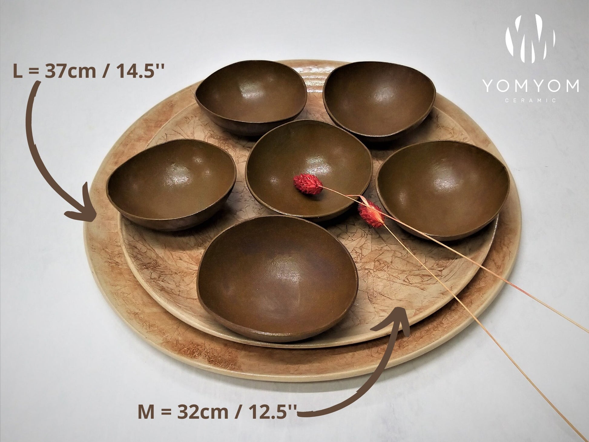Brown Modern Ceramic Passover Plate Set