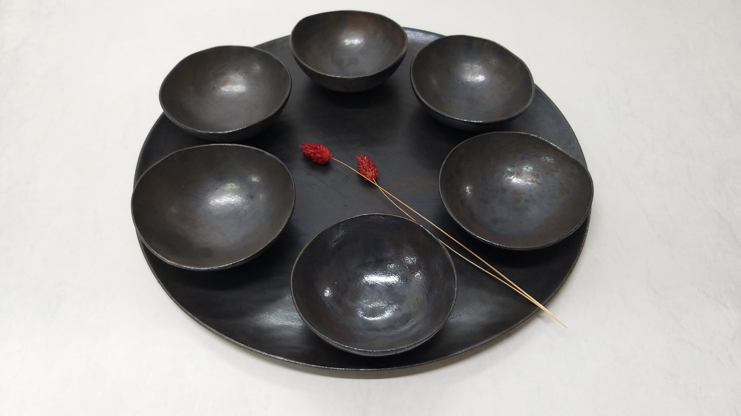 Black with Bronze Ceramic Pesach Seder Plate