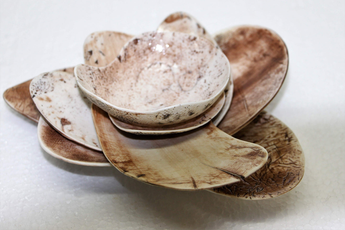 White Brown Oval Ceramic Plates