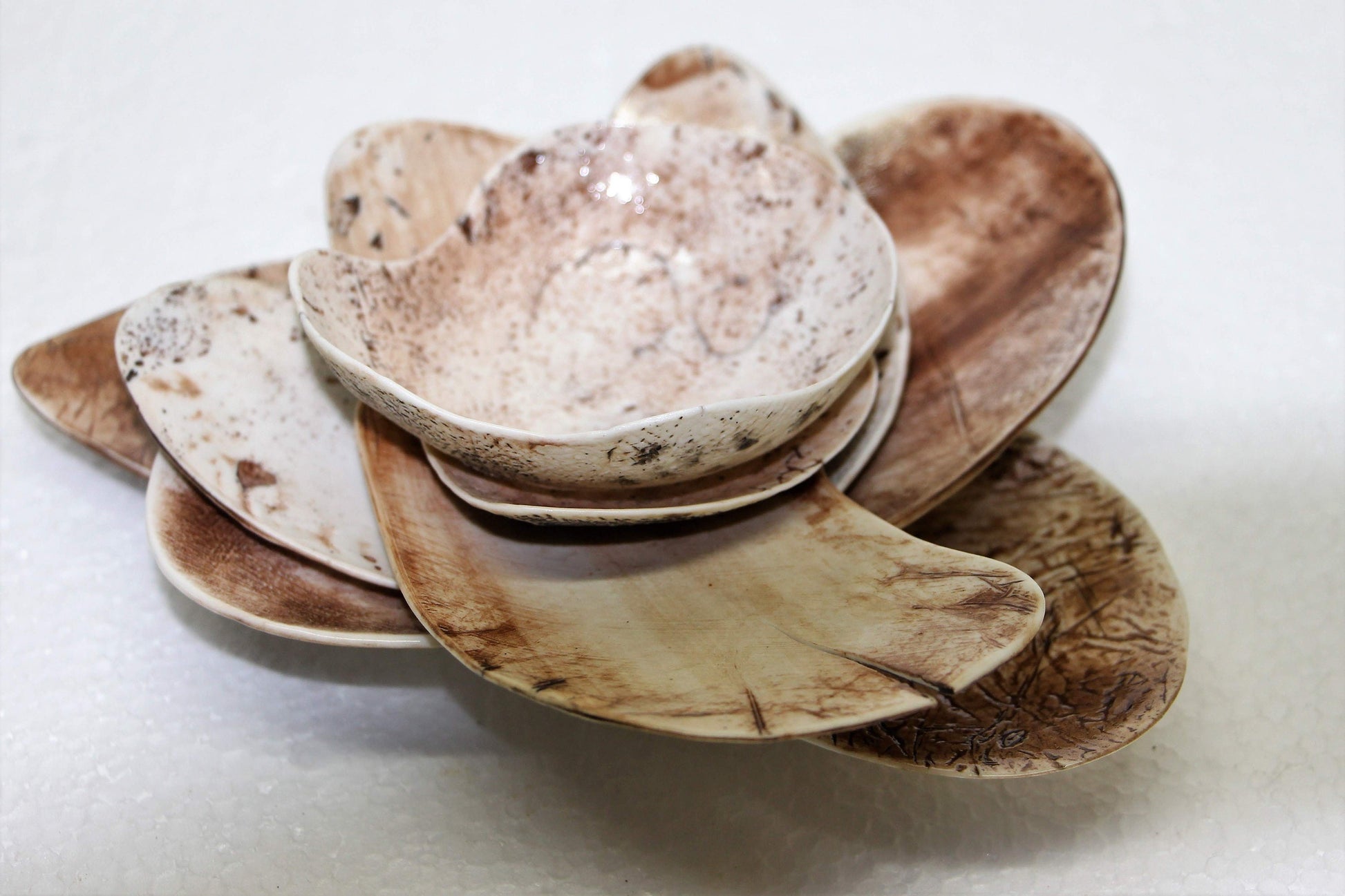 White Brown Oval Ceramic Plates