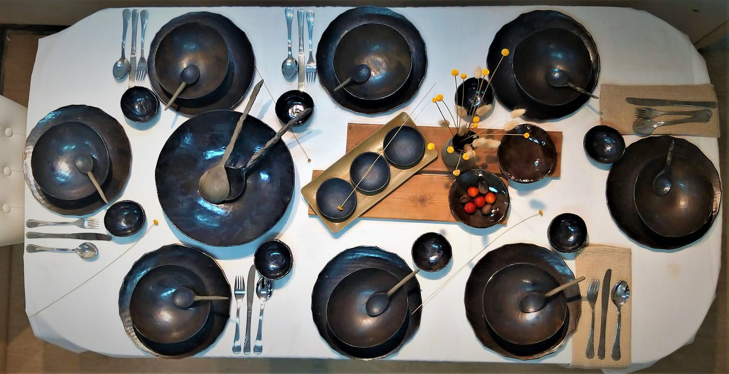 Ceramic Black Full tableware For 8