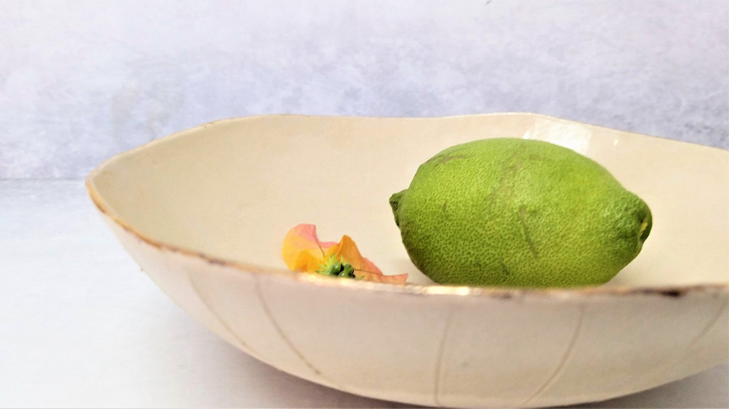 Handmade white cream ceramic bowl