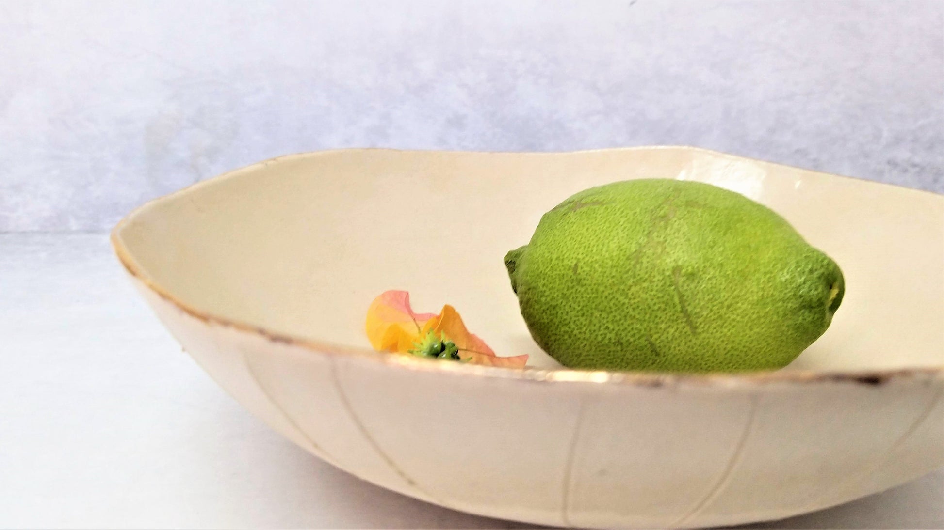Handmade white cream ceramic bowl