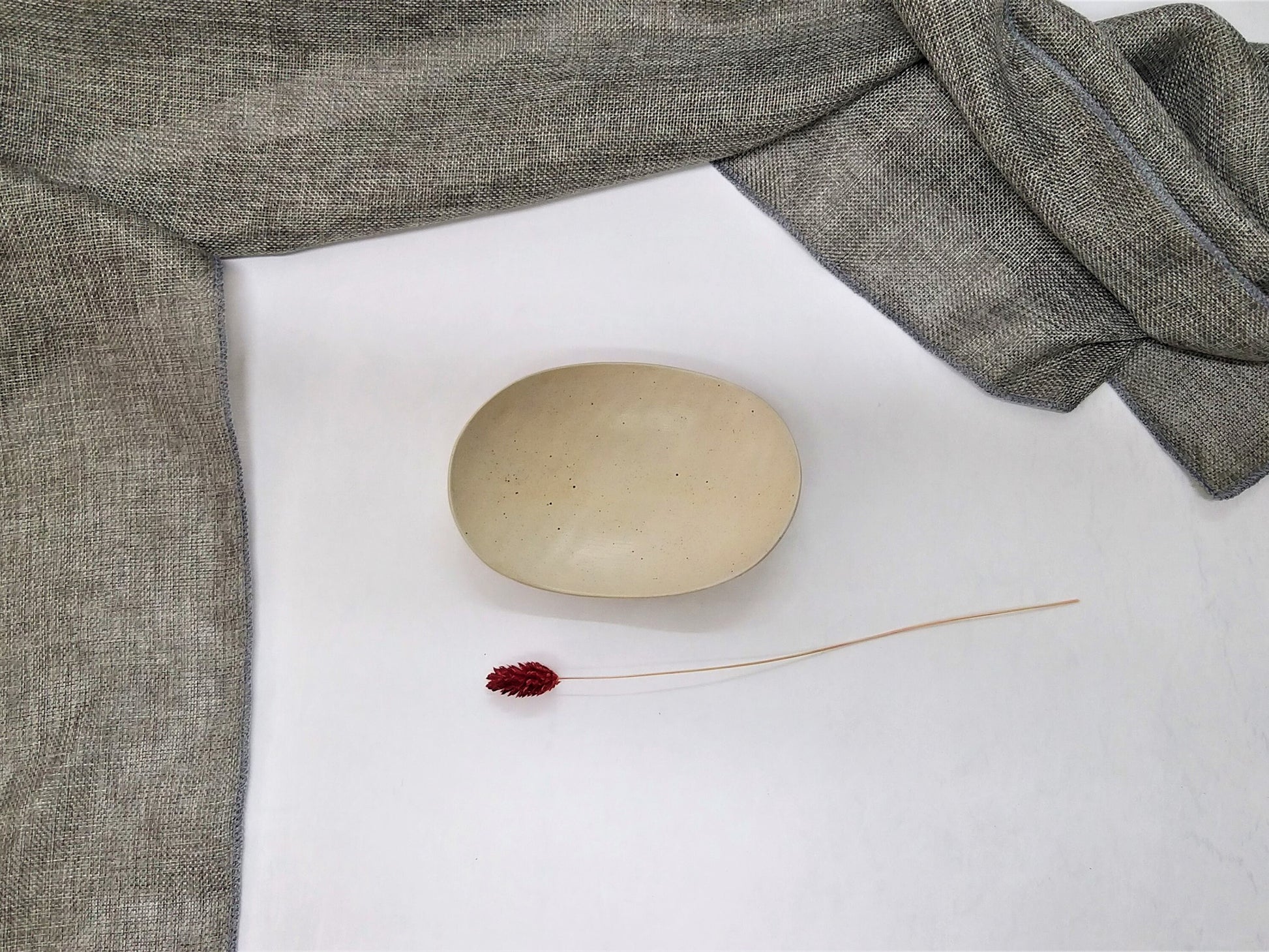 Small White Oval Ceramic Plate