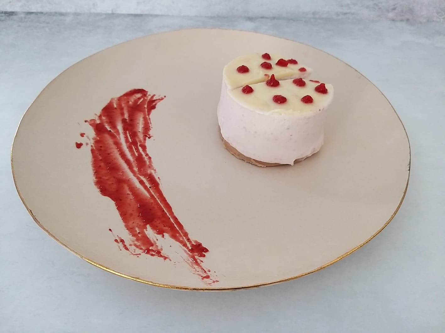 White with gold ceramic plate