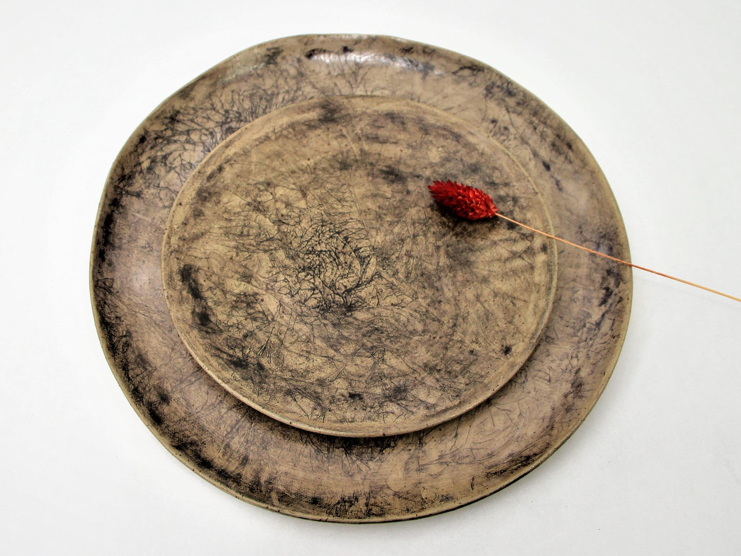 Gray and Black Handmade Pottery Plates