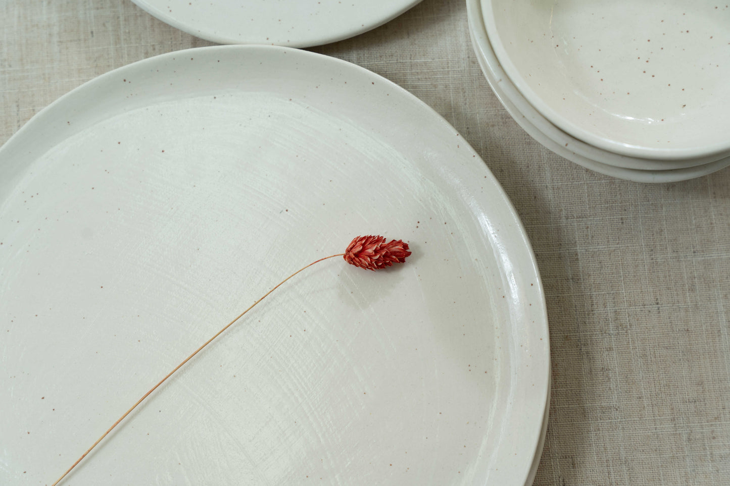 White ceramic plate for modern rustic table setting