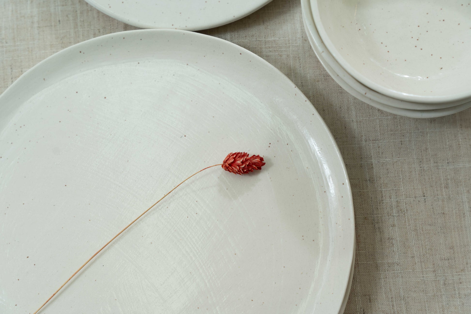White ceramic plate for modern rustic table setting