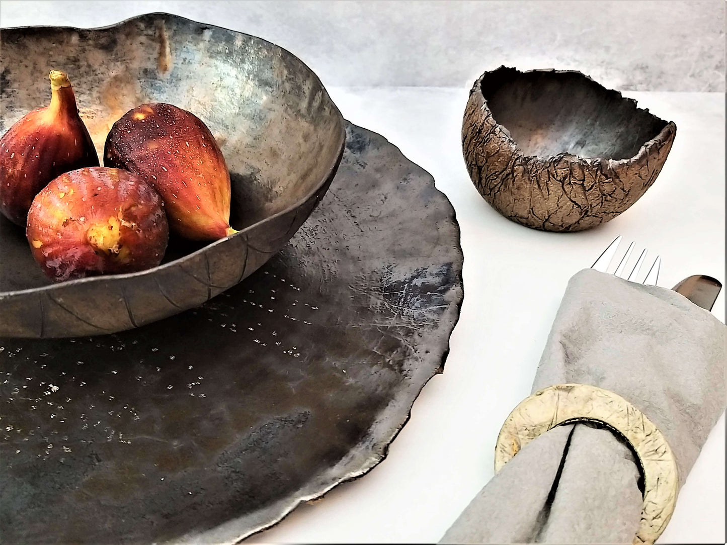 Dinnerware Set metallic Black with Bronze Tones