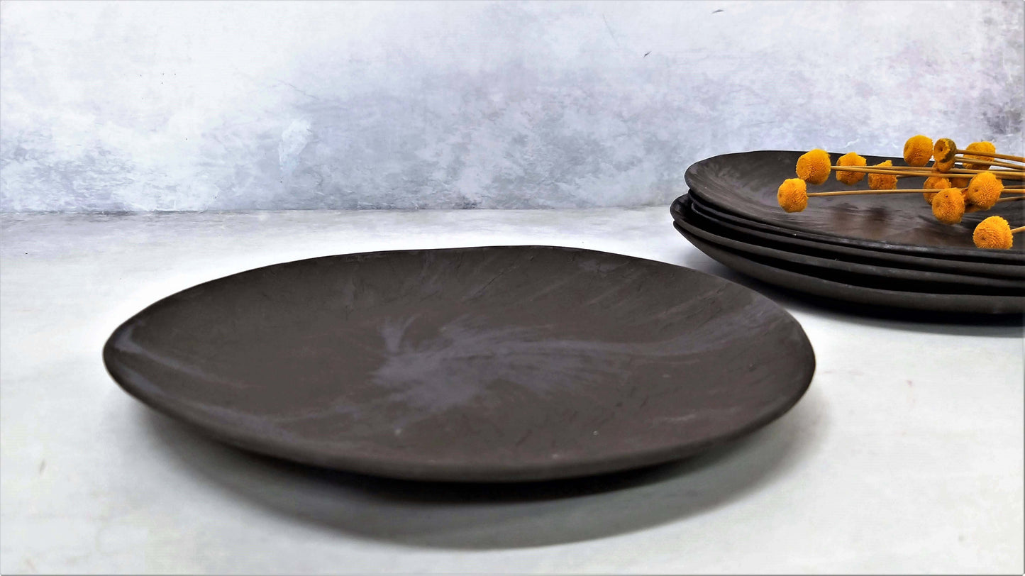 Rustic Black Ceramic Dinner Plates