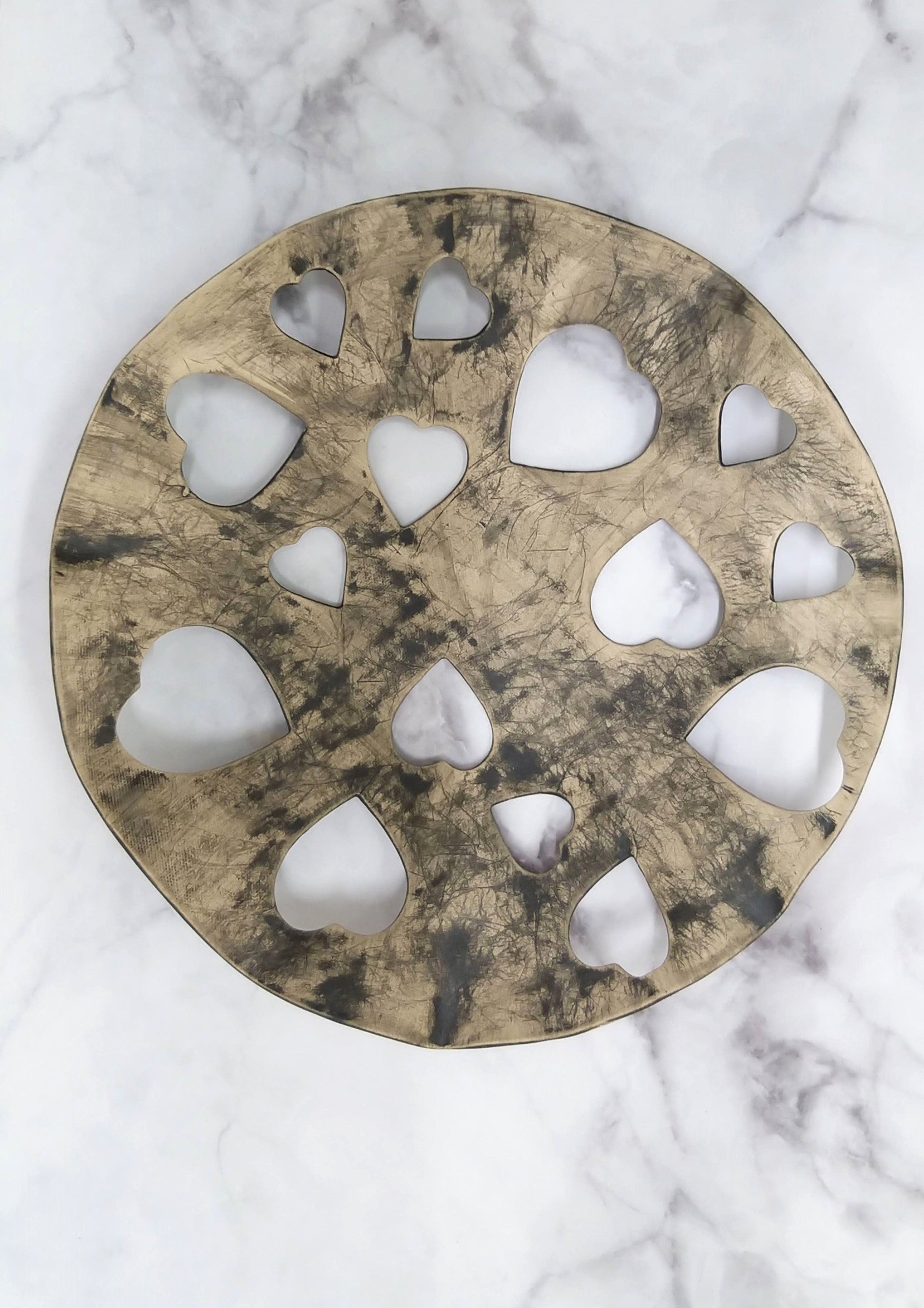 Grey  And Black Ceramic Heart Bowl