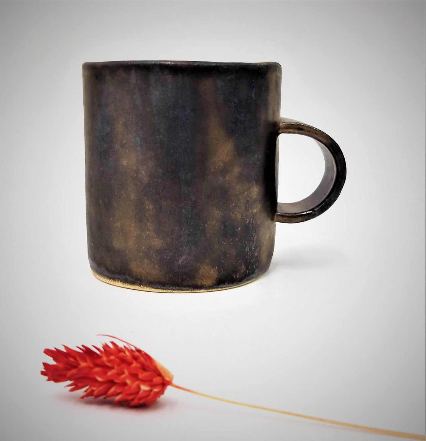 Ceramic Coffee Mug, Handmade Pottery Mug, Bronze Coffee Mug, Unique Coffee Mug, Modern Mug, Stylish Coffee Mug, Rustic Mug, Black Coffee Cup