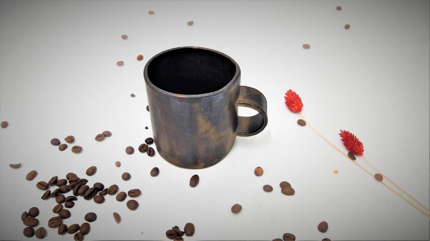 Ceramic Coffee Mug, Handmade Pottery Mug, Bronze Coffee Mug, Unique Coffee Mug, Modern Mug, Stylish Coffee Mug, Rustic Mug, Black Coffee Cup