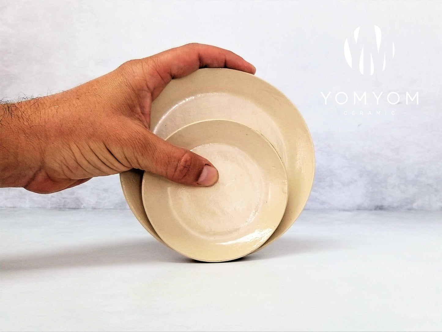 White handmade cermaic plates