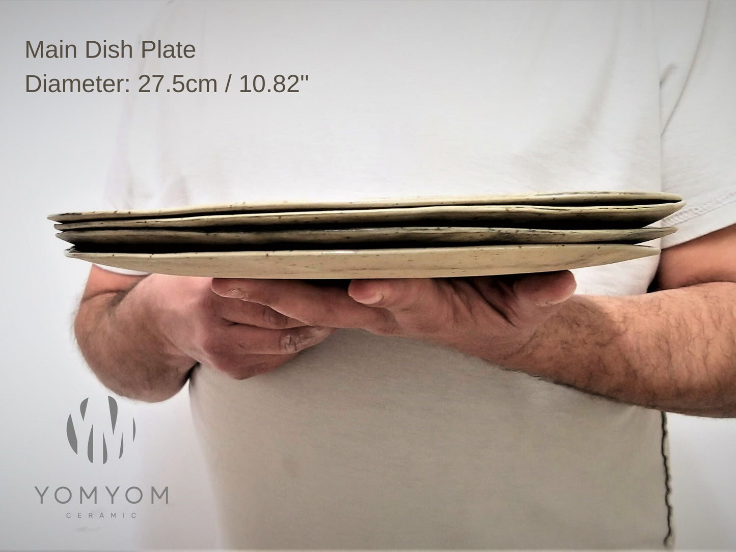 Beige Black Ceramic Handmade Plate