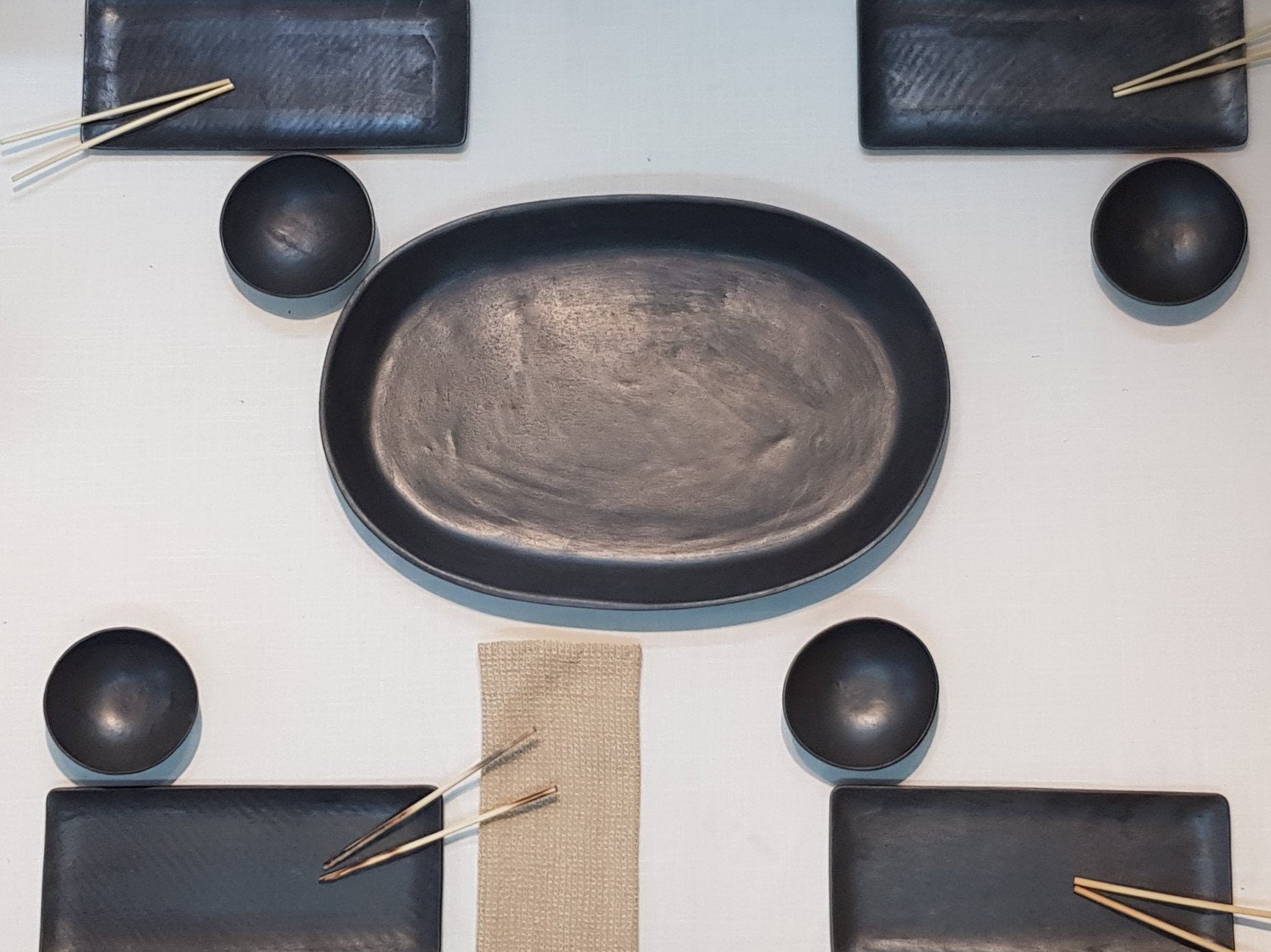 Black Handmade Ceramic Dish Sets