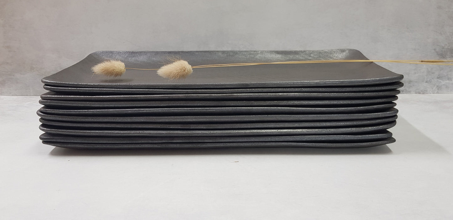 Black Ceramic Rectangular Plates Set