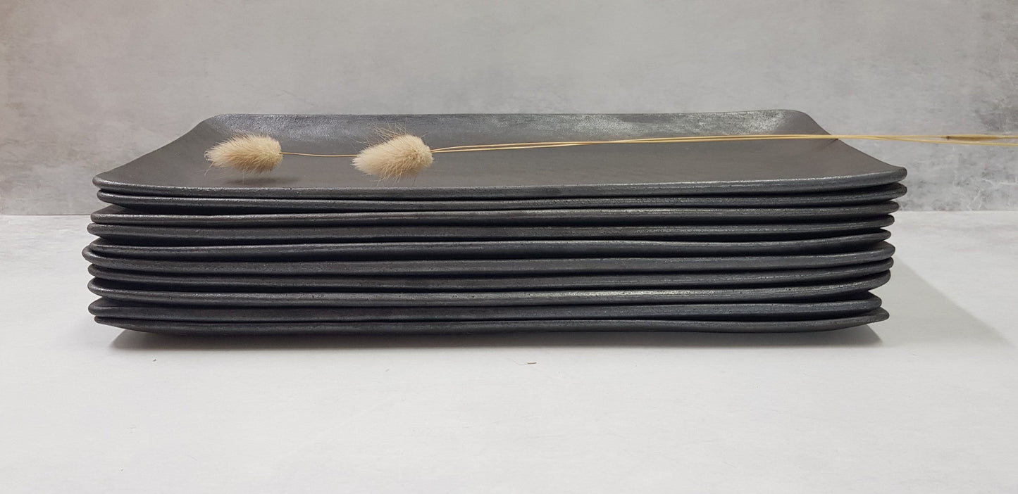 Black Ceramic Rectangle Plate Set