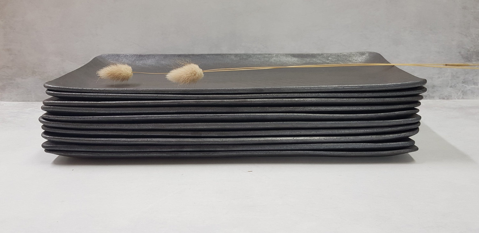 Black Ceramic Rectangle Plate Set