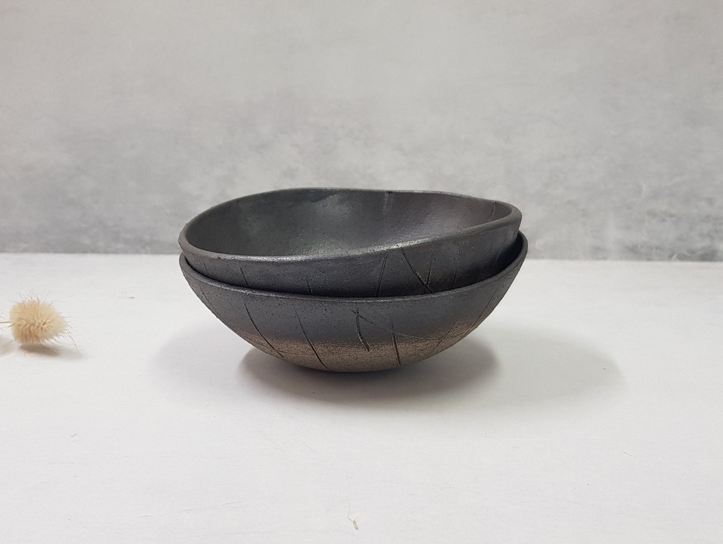 Black ceramic bowls