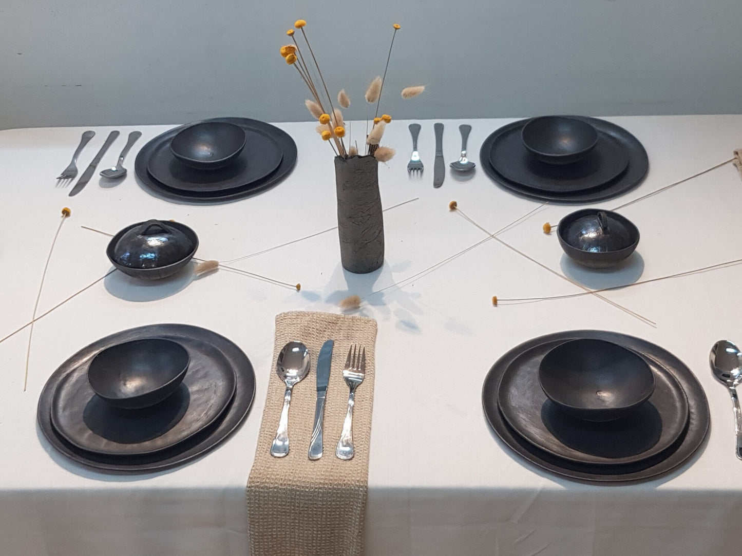 Black Mid Century Dishware Set