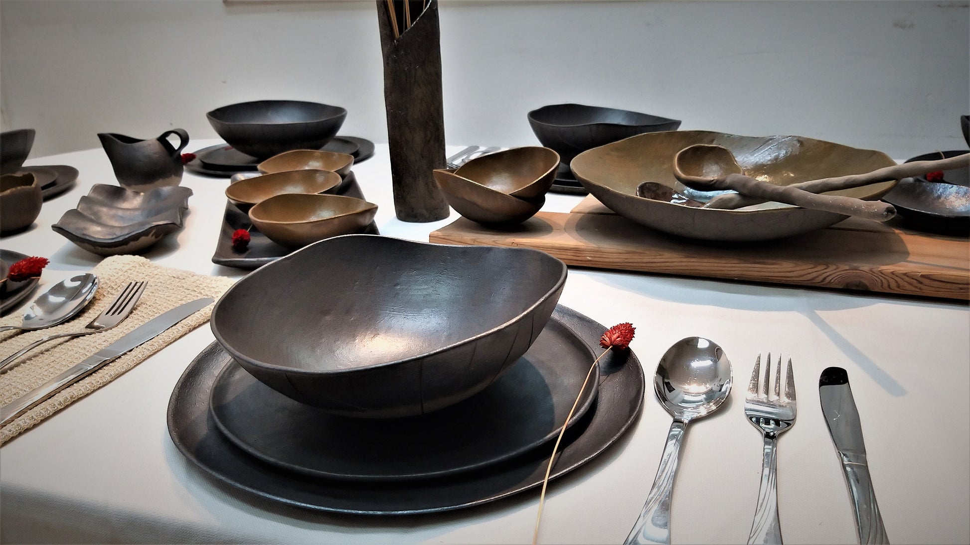 Black and Brown Dinnerware Set