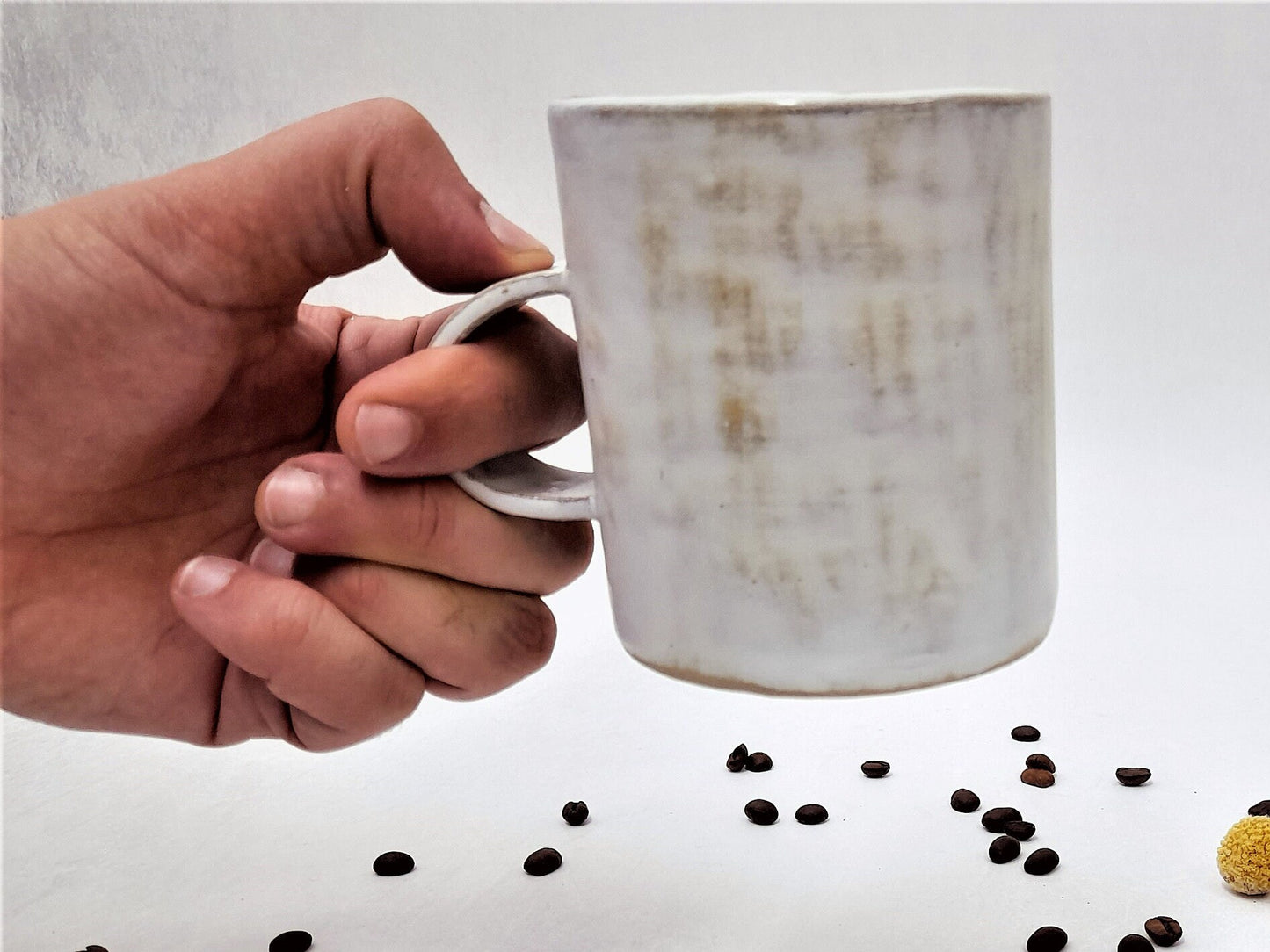 White-Beige Pottery Coffee Cup