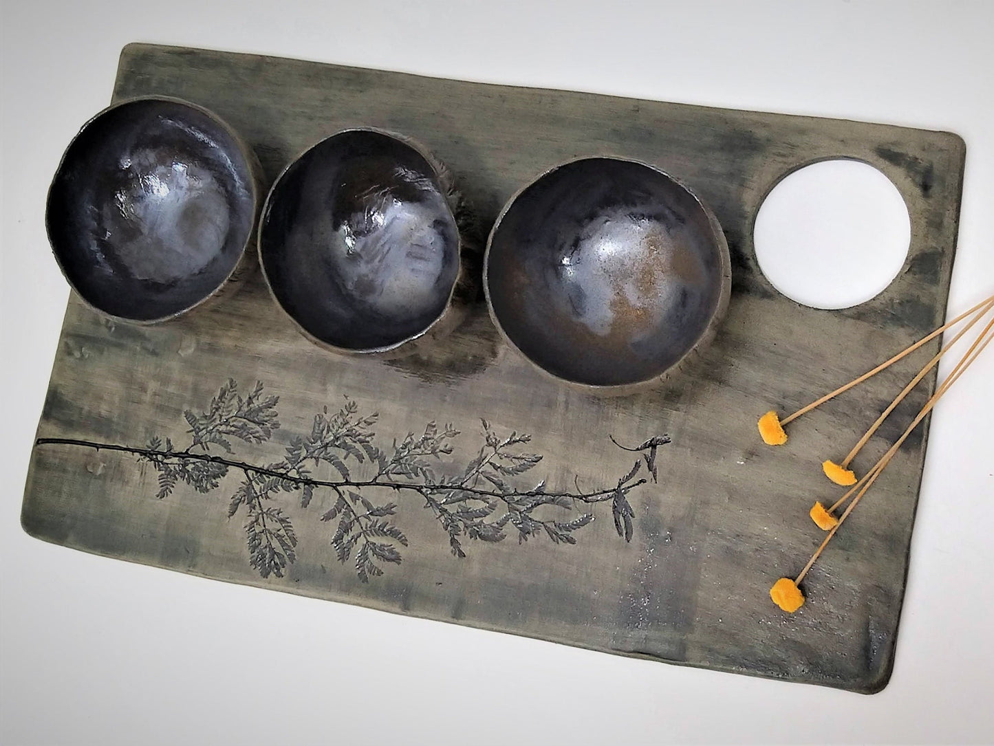 Hand Made Ceramic Platter with bowls
