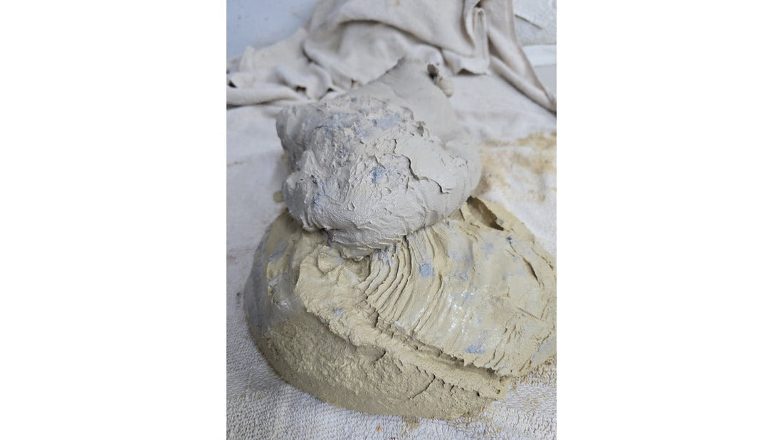 Raw clay in the YOMYOM CERAMIC studio