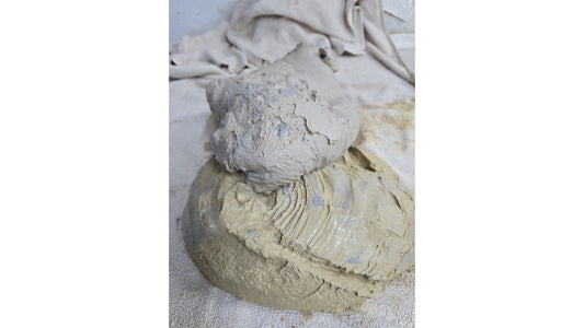 Raw clay in the YOMYOM CERAMIC studio