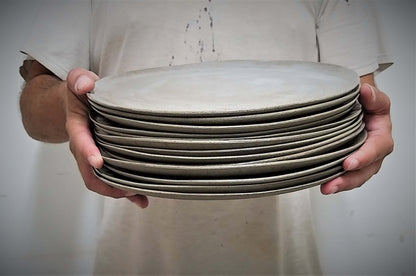 Gray and white Handmade ceramic plates 