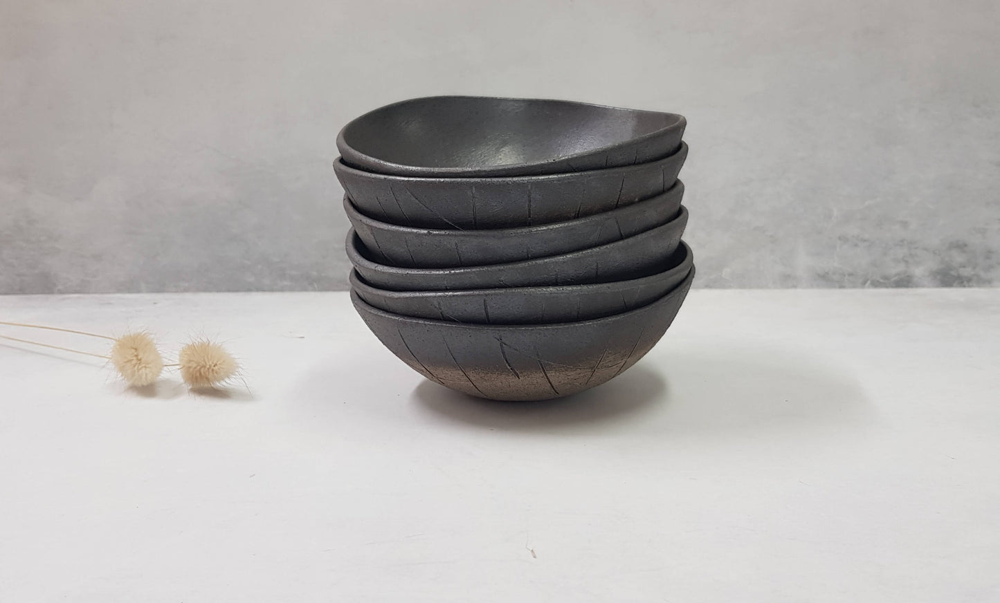 Black ceramic bowls for dips