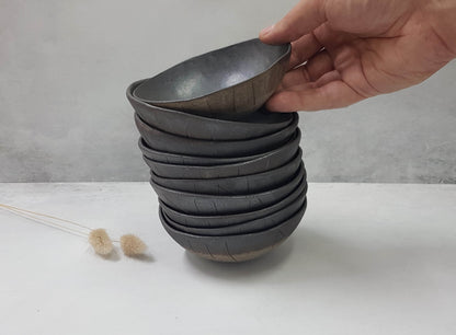 A set of handmade ceramic bowls for dessert