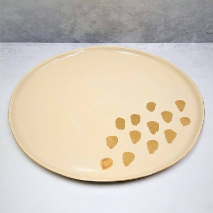 Cream with 24k Gold dots Ceramic Plate