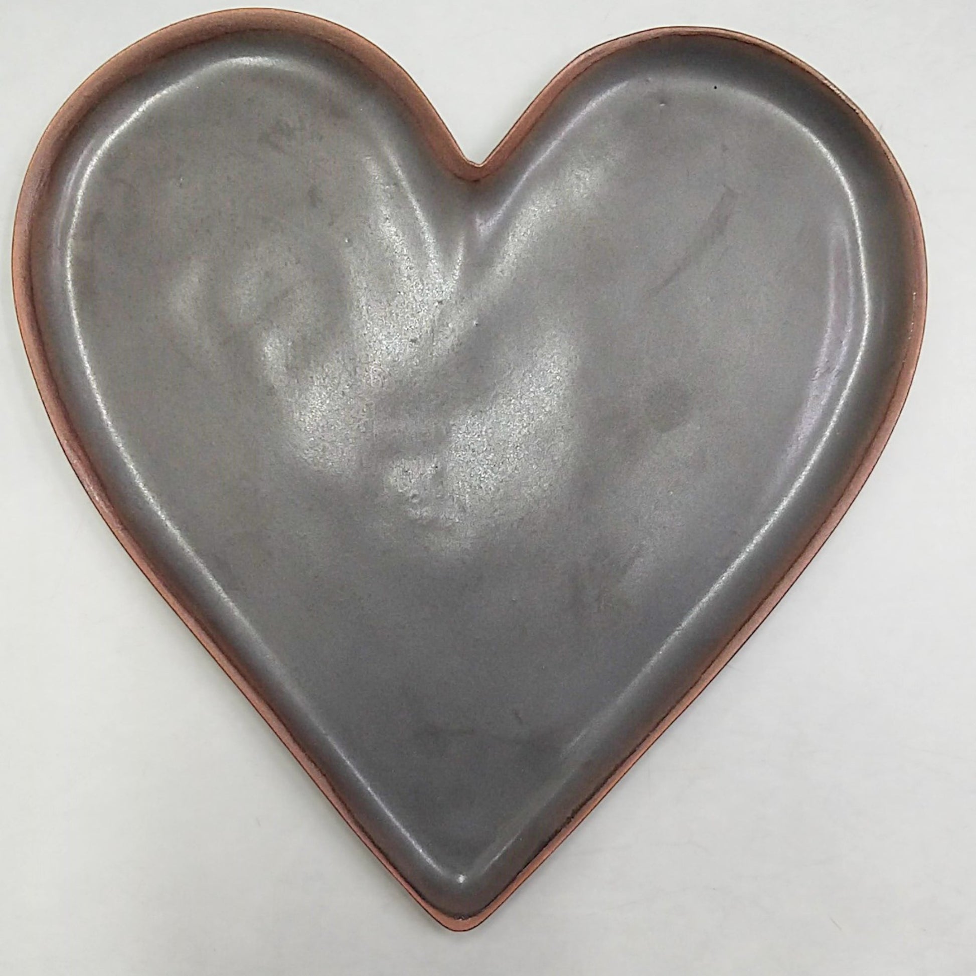 Ceramic heart plate in chocolate brown glaze