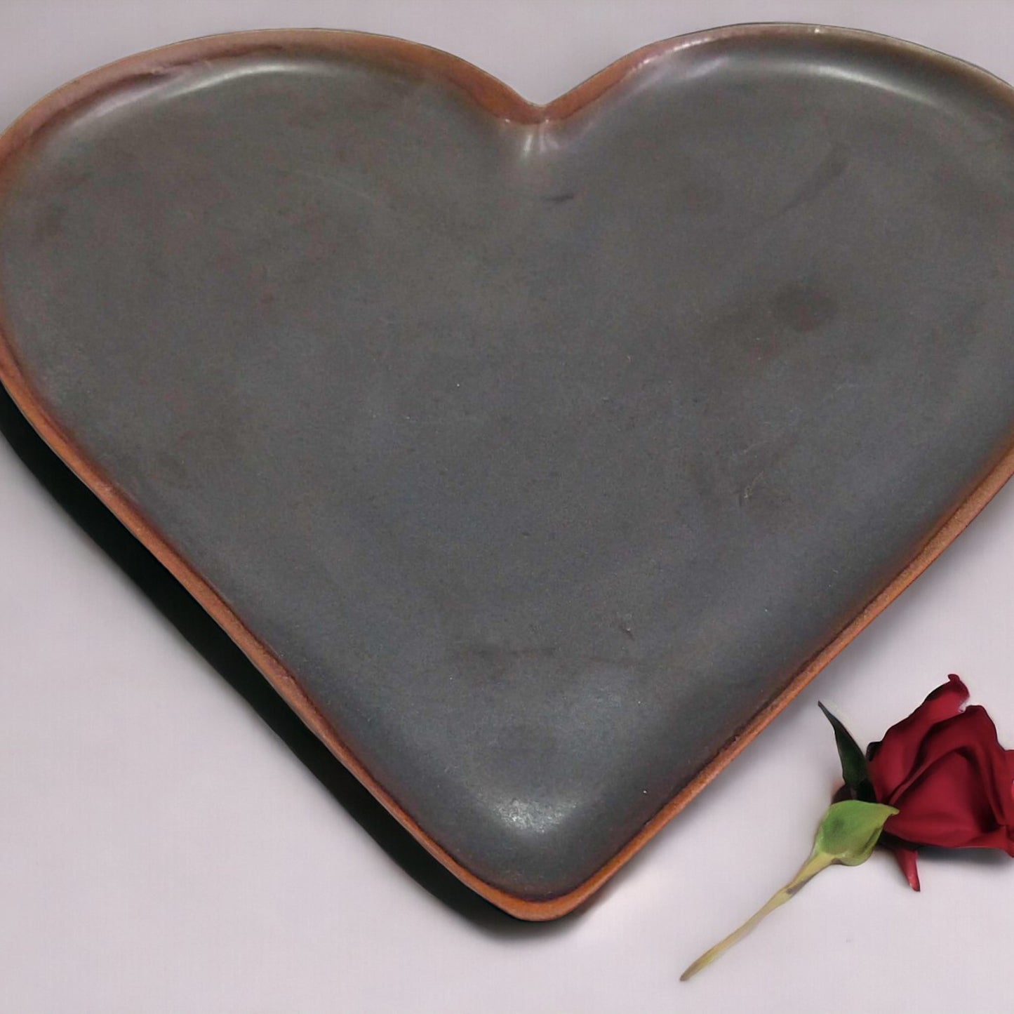Chocolate brown ceramic heart shaped appetizer dish