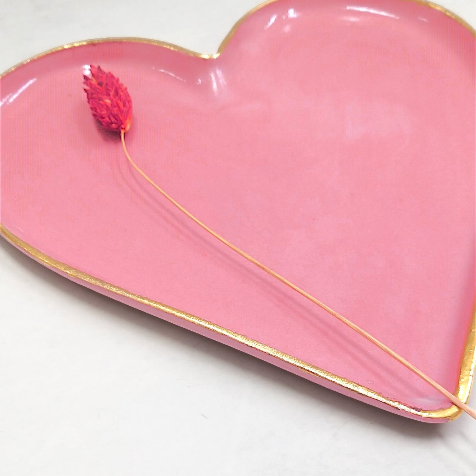 Pink gold 24k heart shape ceramic plate